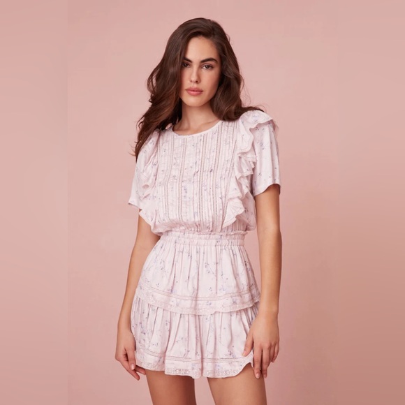 Loveshack Fancy NWT Natasha mini dress size P in washed denim color - Picture 6 of 7